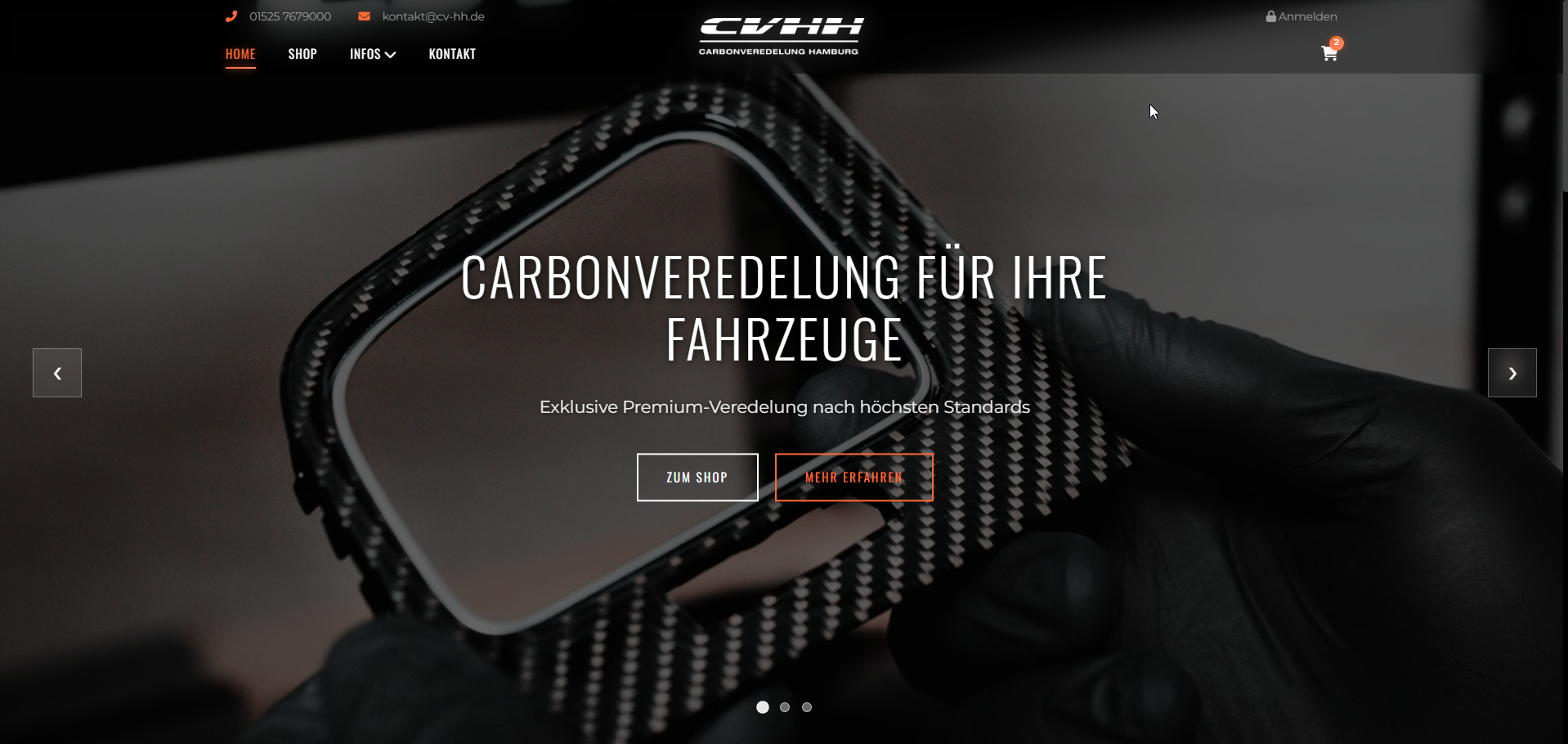 Webdesign Referenz - CV Carbonveredelung Website erstellt von ElbeDeals Hamburg